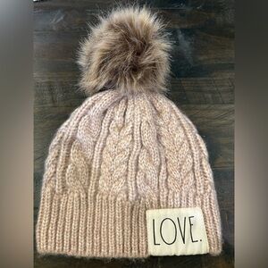 Rae Dunn Blush LOVE Knit Beanie